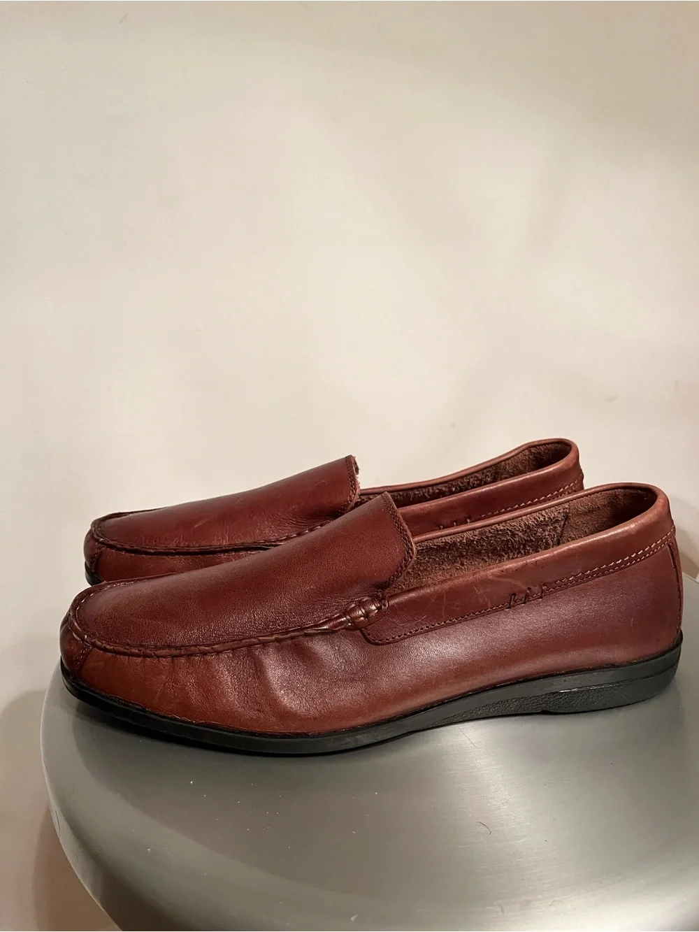 Dockers Men’s Brown Leather Slip-On Loafers Memory Foam Comfort Shoes Sz 10